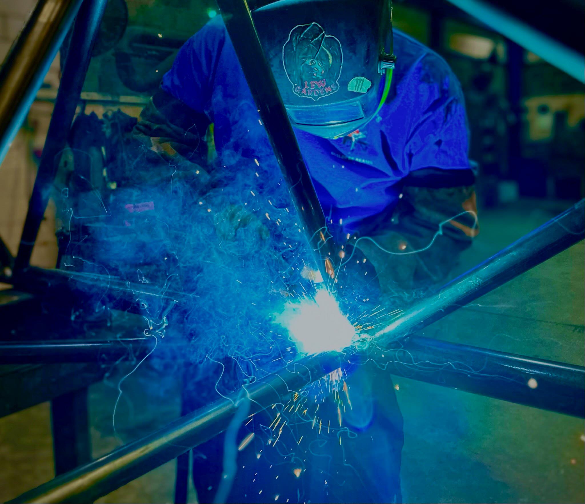 Pratleys welder working in the workshop