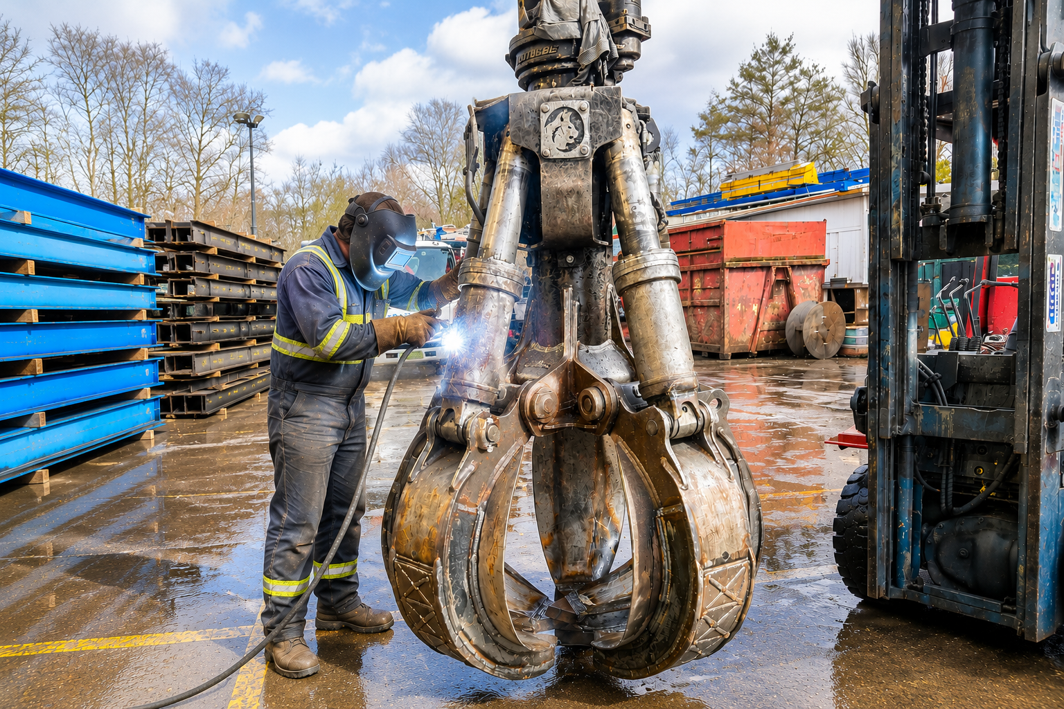 Plant maintenance welding on heavy industrial machinery