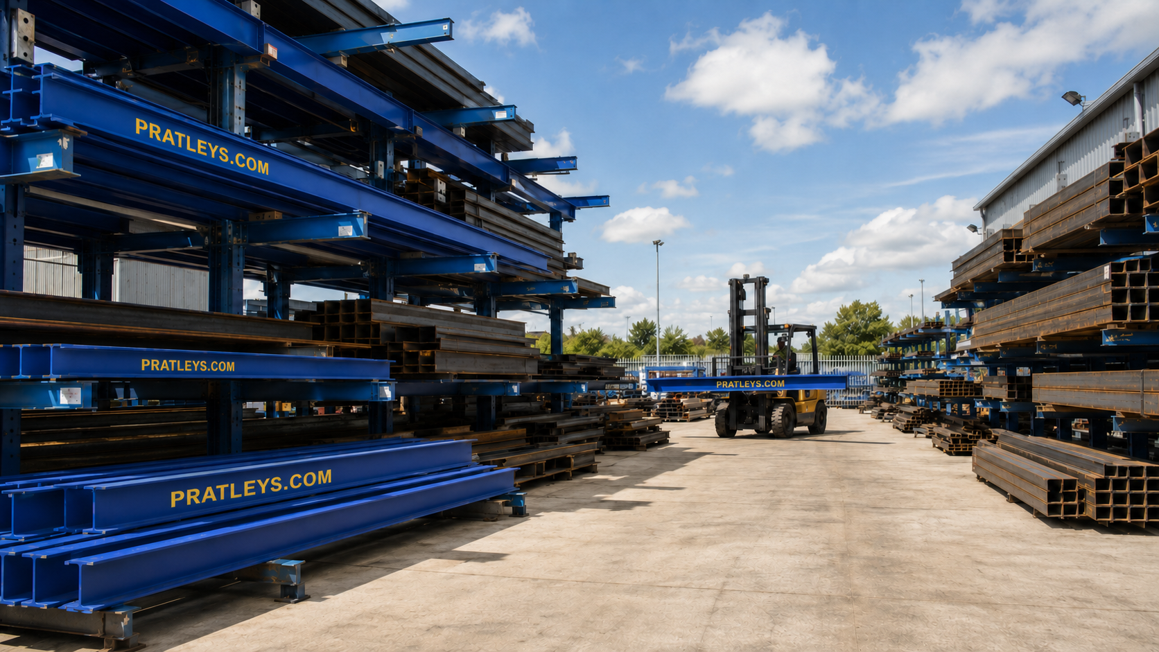 Organised structural steel stockholding yard
