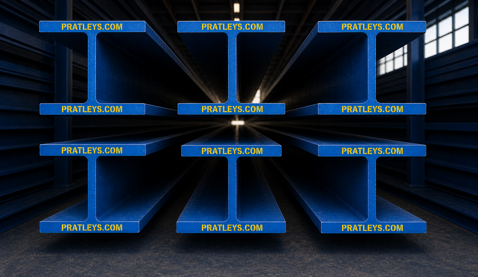 Stacked universal beams in stock