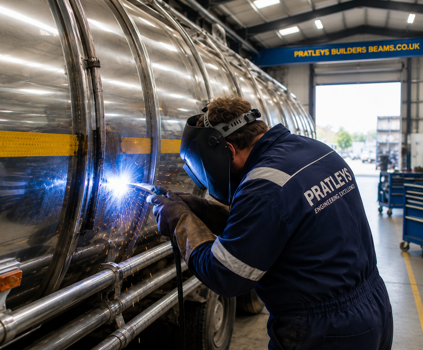 Close-up tanker shell welding