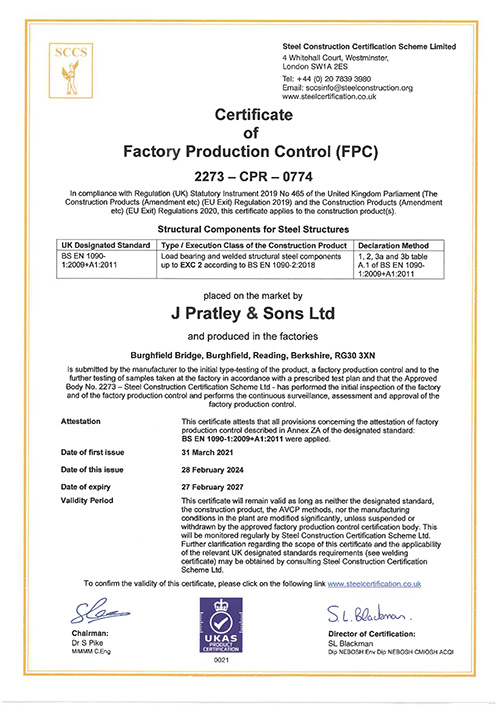 Factory Production Control certificate preview